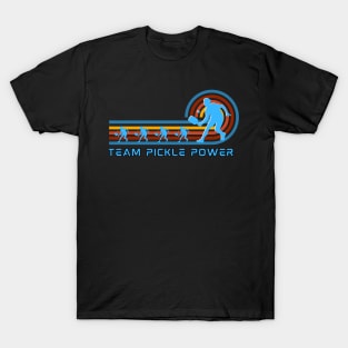 TEAM PICKLE POWER, Pickleball team player, paddle and ball  Retro Vibe T-Shirt